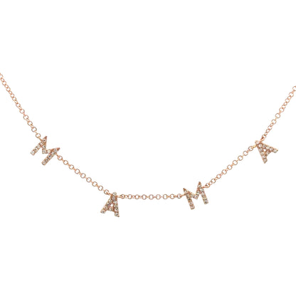 Rose Gold Diamond MAMA Necklace