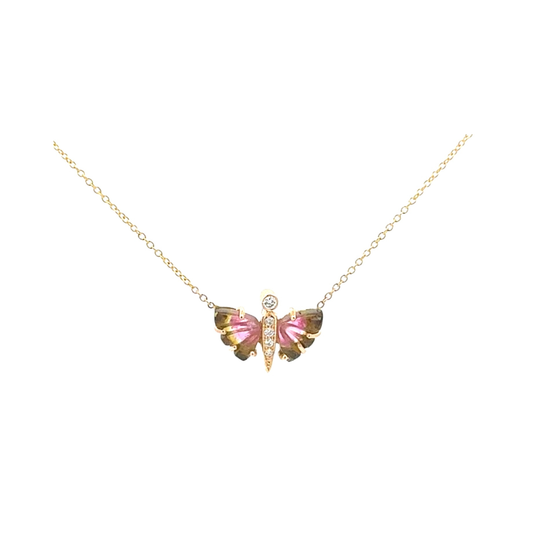 Tiny Tourmaline Butterfly Necklace