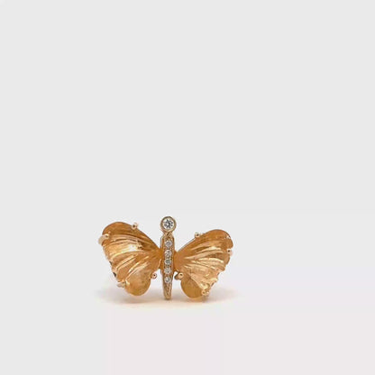 Small Citrine Butterfly Ring