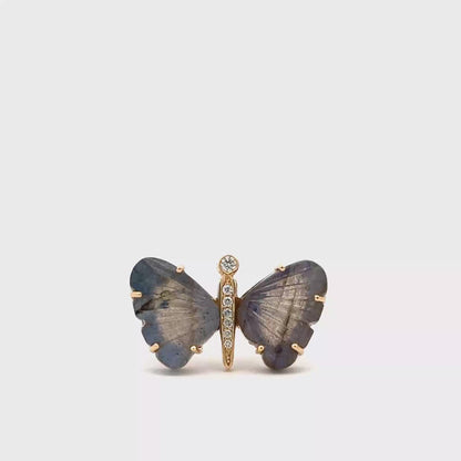 Medium Labradorite Butterfly Ring