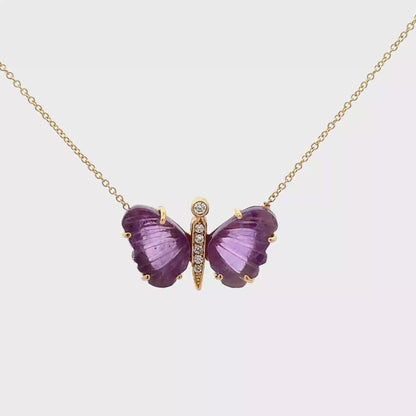 Small African Amethyst Butterfly Necklace
