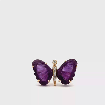 Medium African Amethyst Butterfly Ring