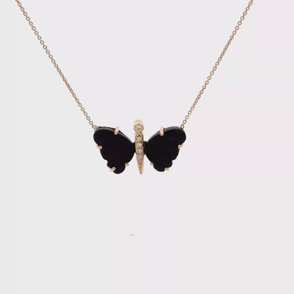 Small Black Onyx Butterfly Necklace