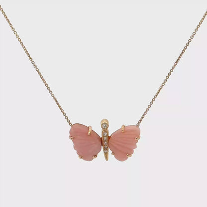 Small Peruvian Pink Opal Butterfly Necklace