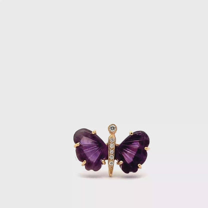 Small African Amethyst Butterfly ring