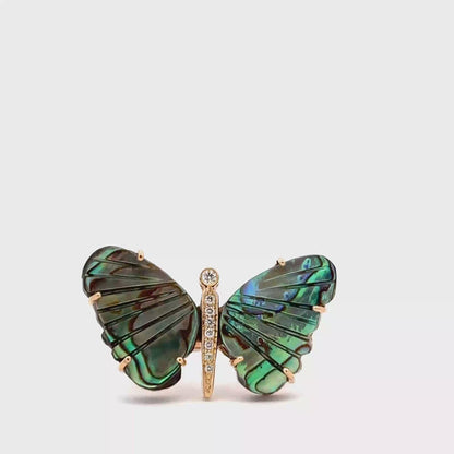 Large Abalone Butterfly Ring