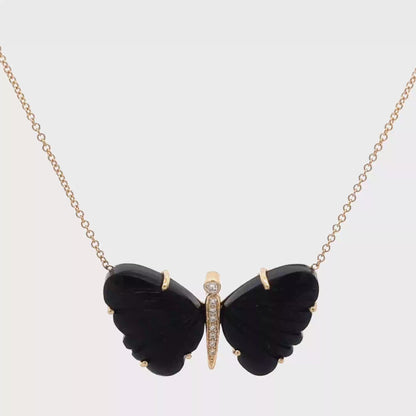 Large Black Onyx Butterfly Necklace