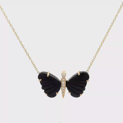 Medium Black Onyx Butterfly Necklace
