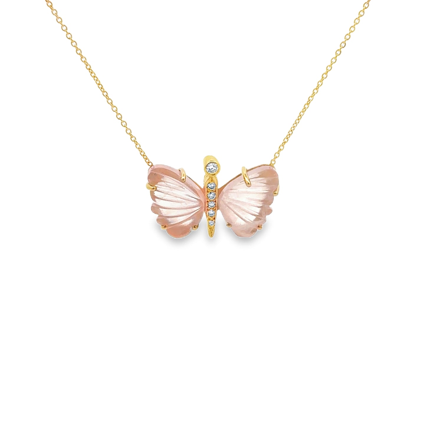 Small Rose Quartz Butterfly Necklace
