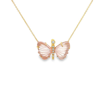 Small Rose Quartz Butterfly Necklace