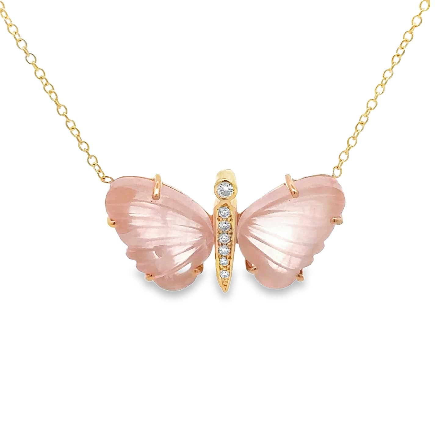 Medium Rose Quartz Butterfly Necklace