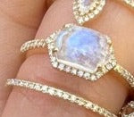 Moonstone Diamond Hex Ring