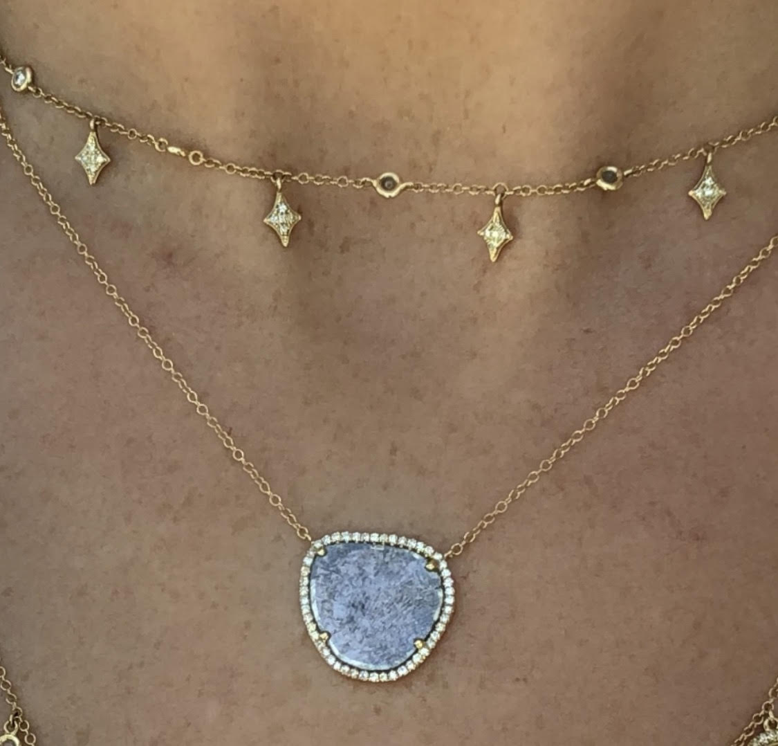 Lg Organic Shape Diamond Slice Necklace - Nina Segal Jewelry