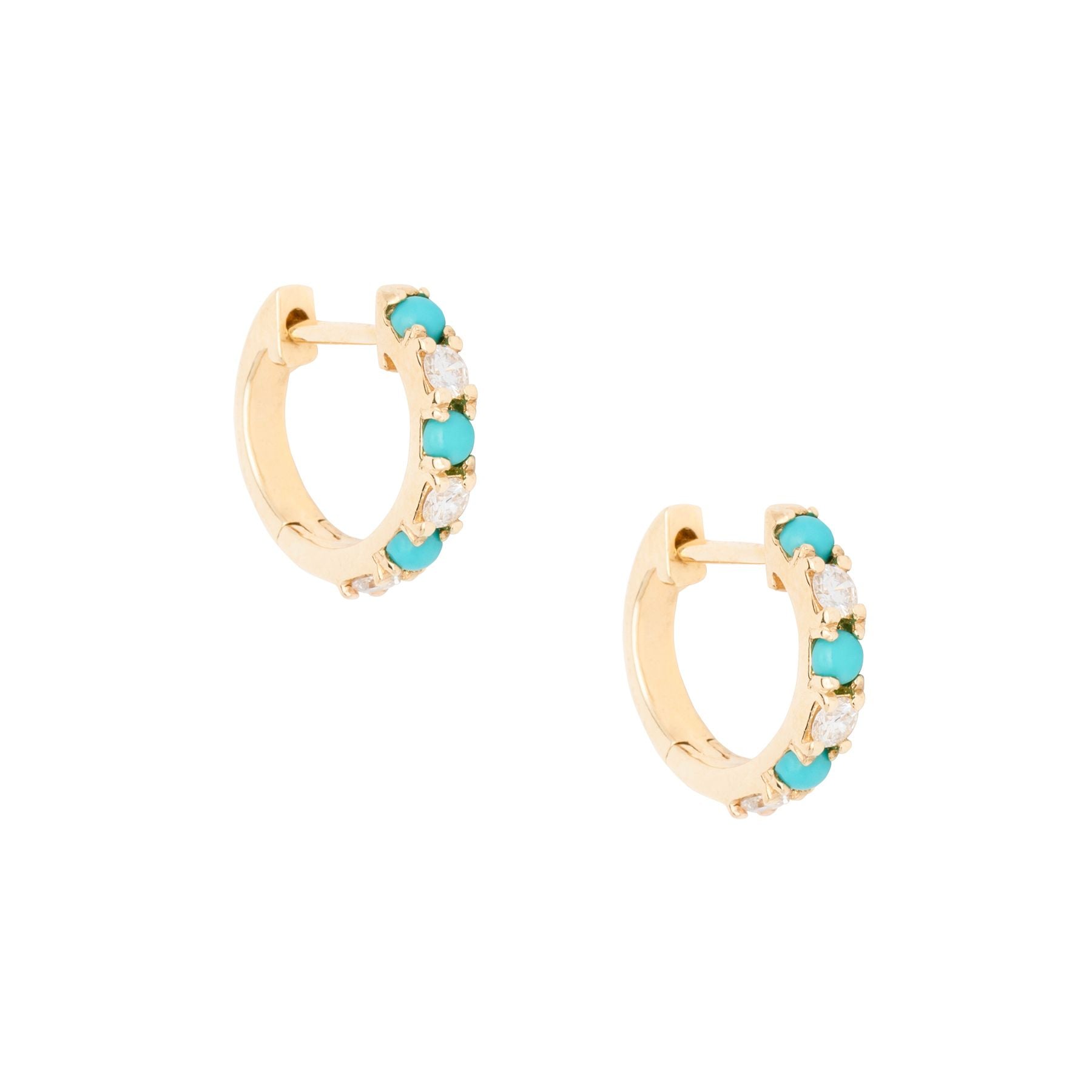 Turquoise Diamond Huggies - Nina Segal Jewelry