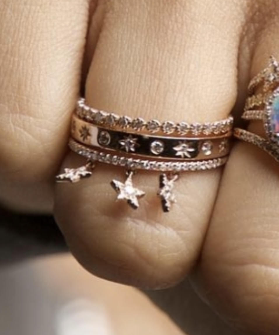 3 Star Dangle Diamond Ring - Nina Segal Jewelry
