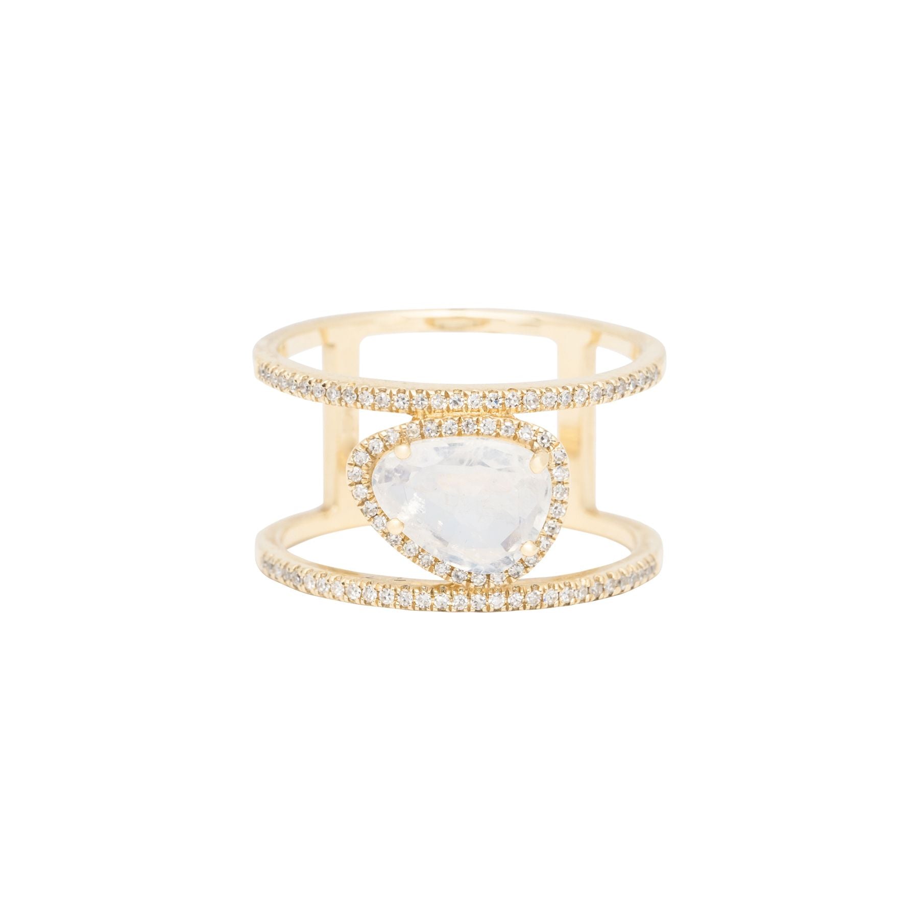 Organic Moonstone Double Diamond Band Ring - Nina Segal Jewelry