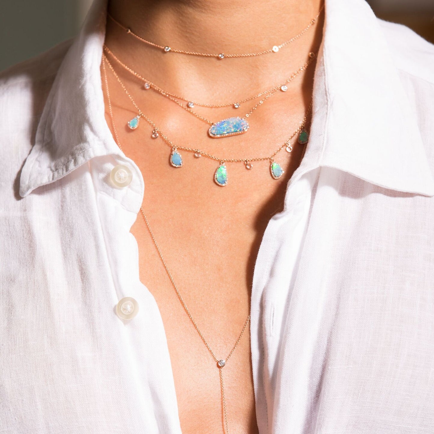 Five Tiny Diamond Drop Necklace - Nina Segal Jewelry