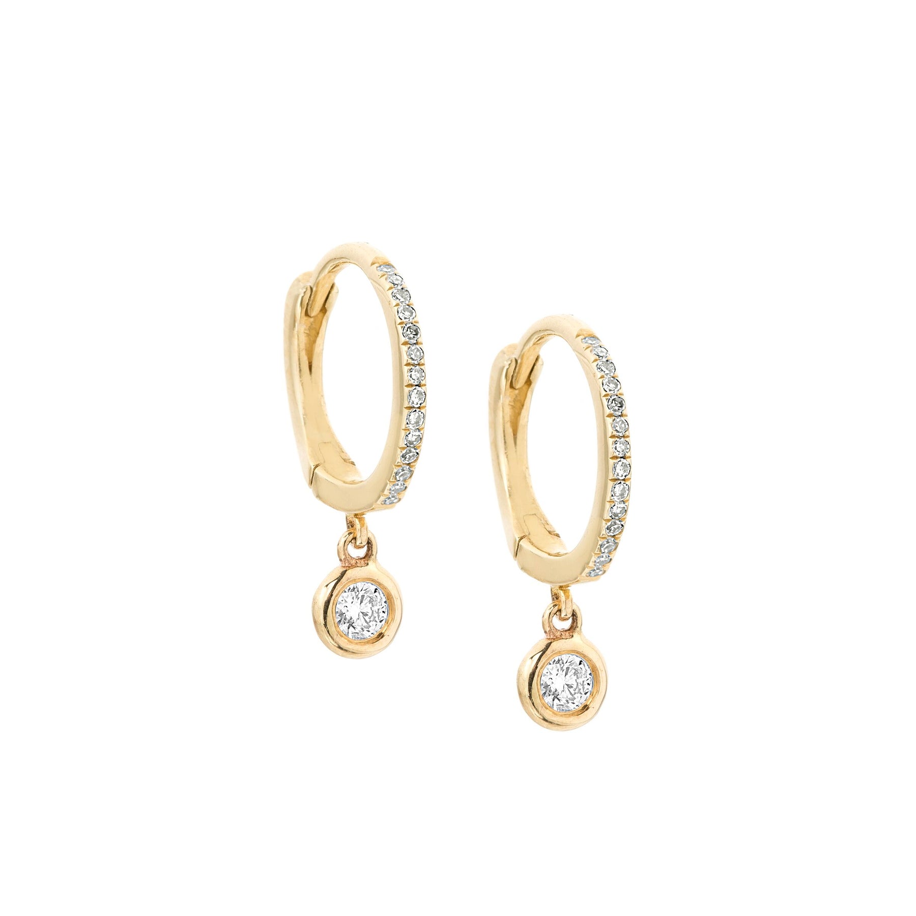Diamond Bezel Drop Huggies - Nina Segal Jewelry