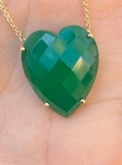 Green Onyx Faceted Heart Necklace