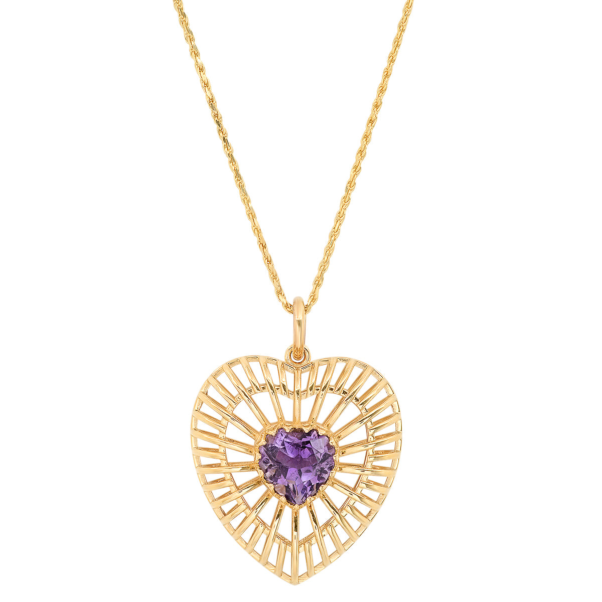 Caged Amethyst Heart Necklace - Nina Segal Jewelry