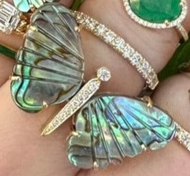 Large Abalone Butterfly Ring