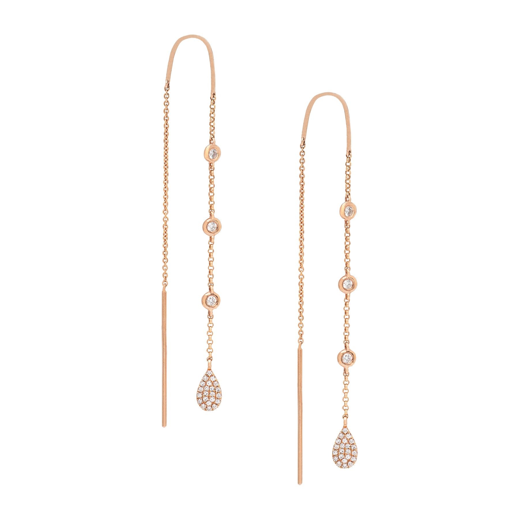 Pave Tear Drop Bezel Chain Threaders - Nina Segal Jewelry