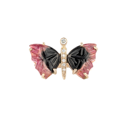 Pink & Black Tourmaline Butterfly Ring - Nina Segal Jewelry