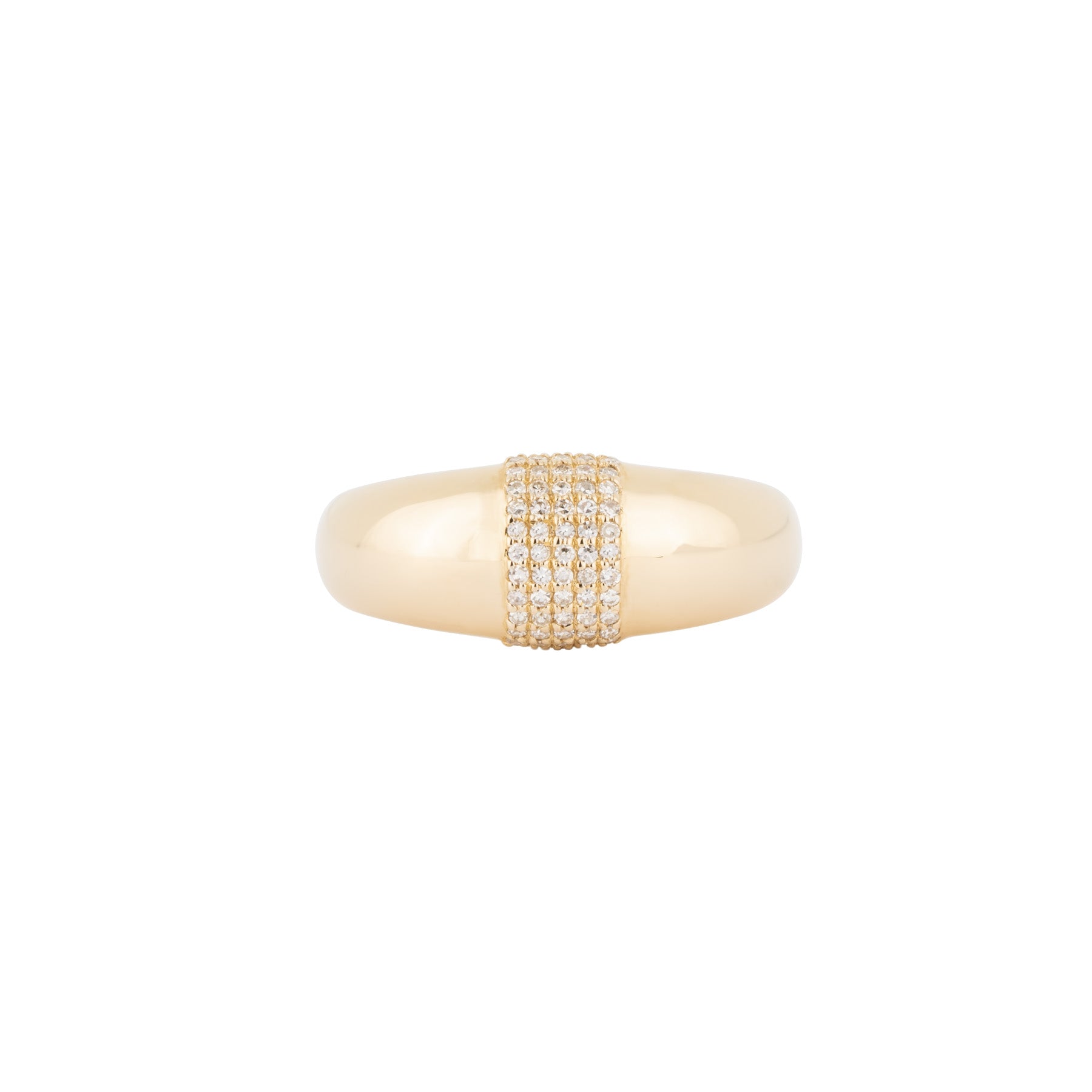 14KY Dome Ring Diamond Pave Stripe - Nina Segal Jewelry