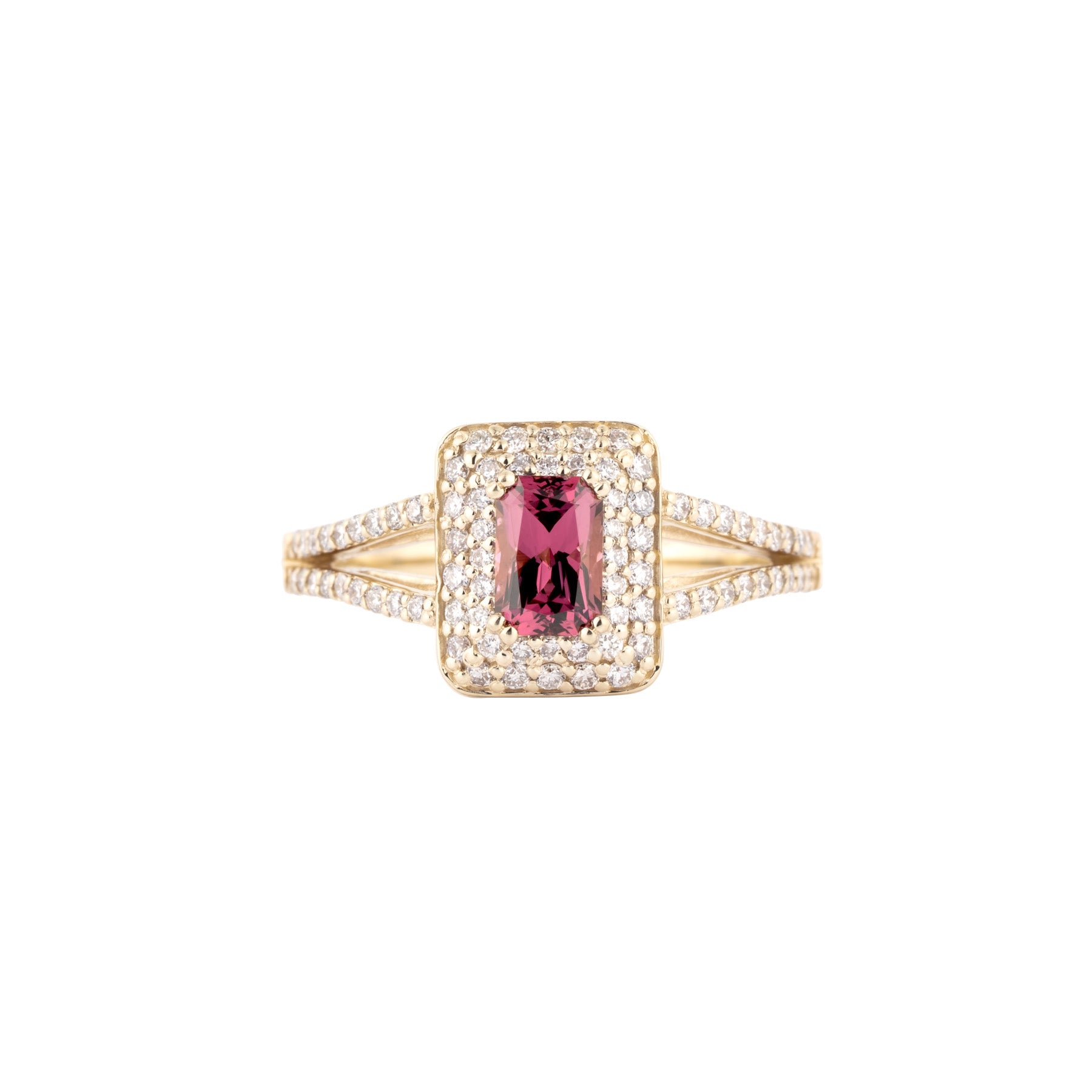 Pink Spinel Emerald Shape Signet Diamond Ring - Nina Segal Jewelry