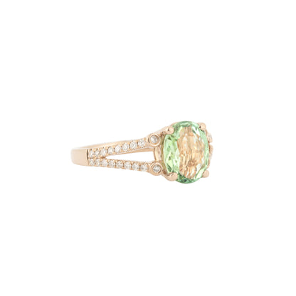 Light Green Tourmaline Split Diamond Band Ring - Nina Segal Jewelry