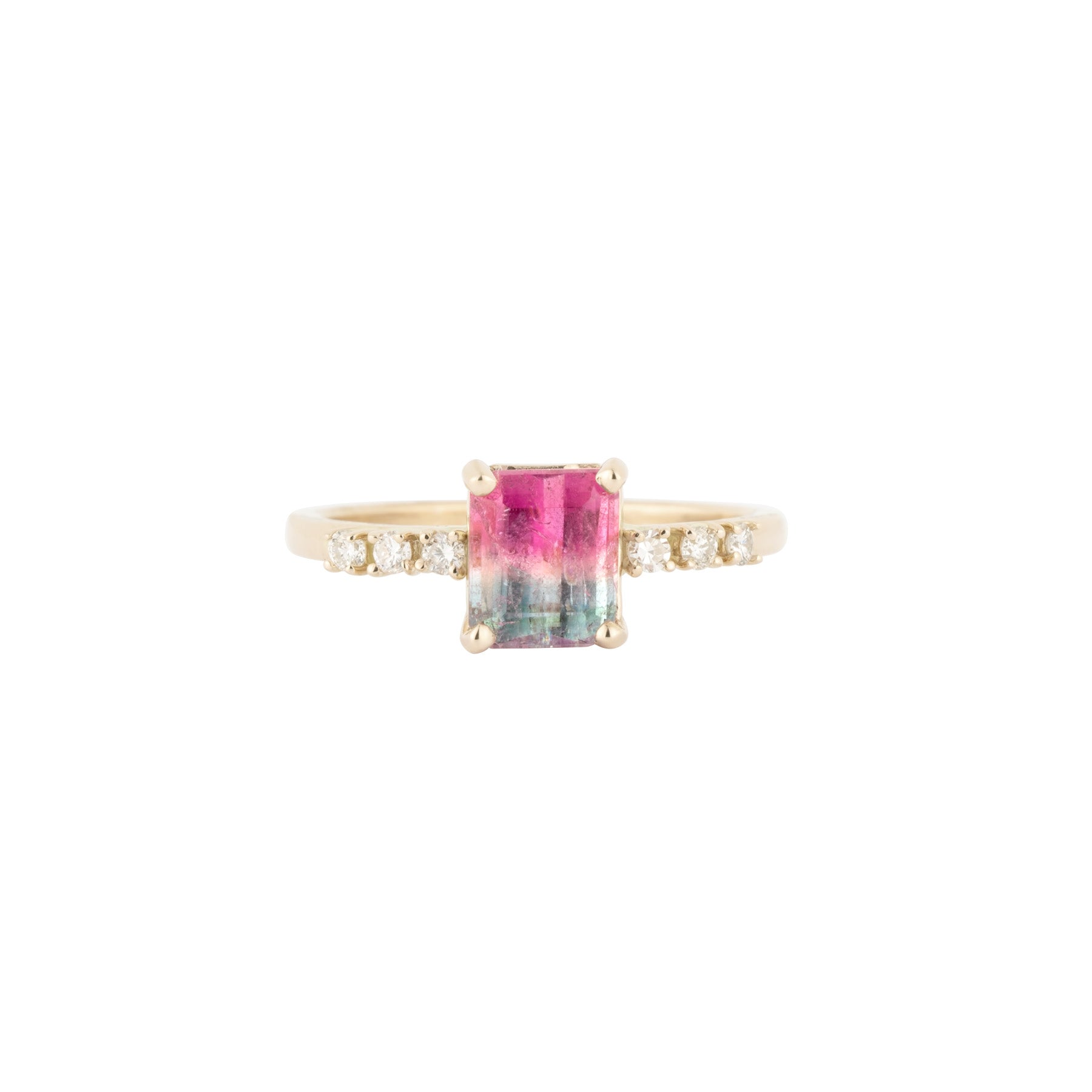 Pink Purple Tourmaline 6 Diamond Ring - Nina Segal Jewelry