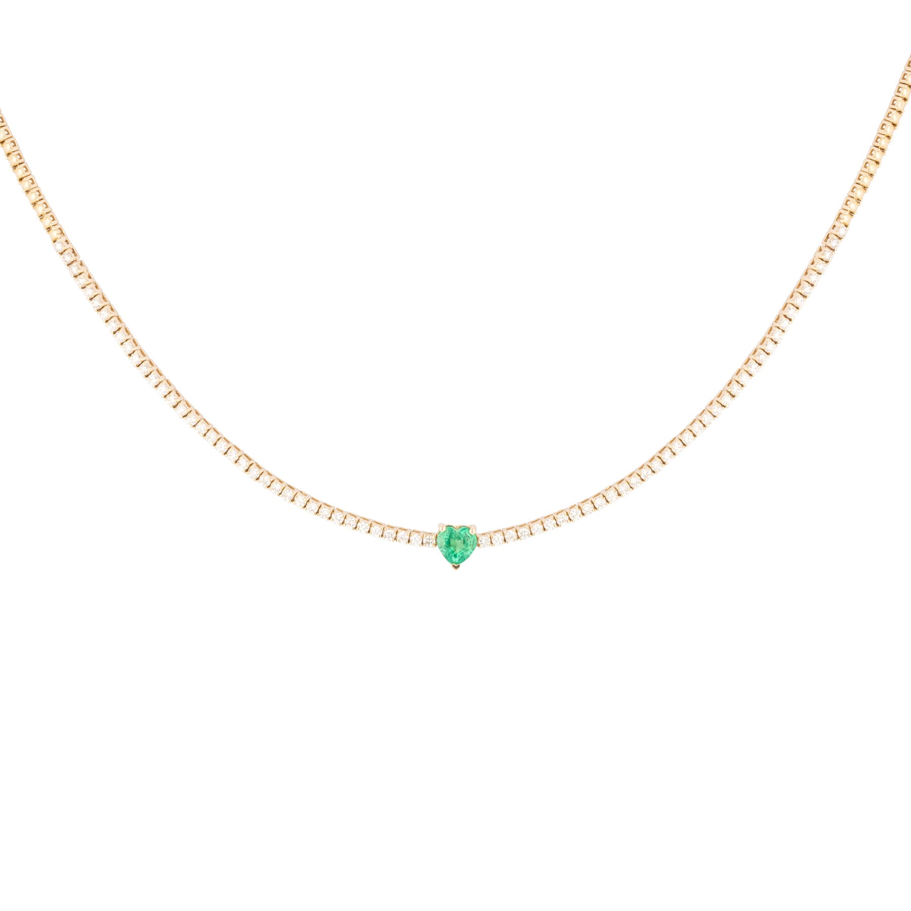 Emerald Heart Diamond Tennis Necklace - Nina Segal Jewelry