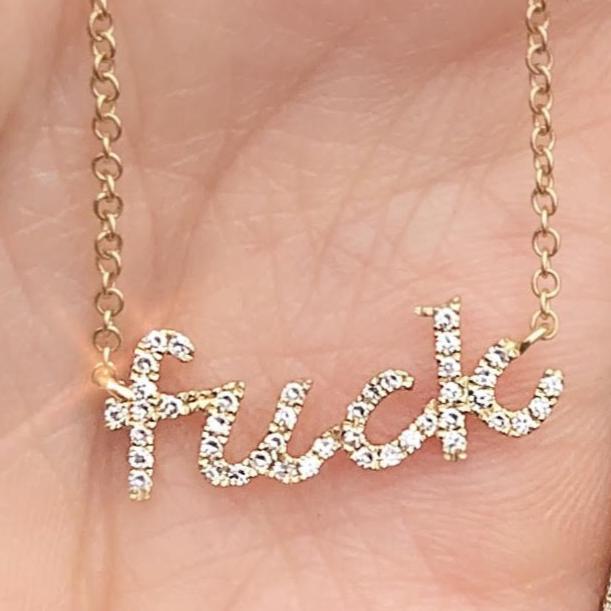 Diamond Cursive Fuck Necklace - Nina Segal Jewelry