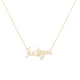 Plain Gold Cursive Fuck You Necklace - Nina Segal Jewelry