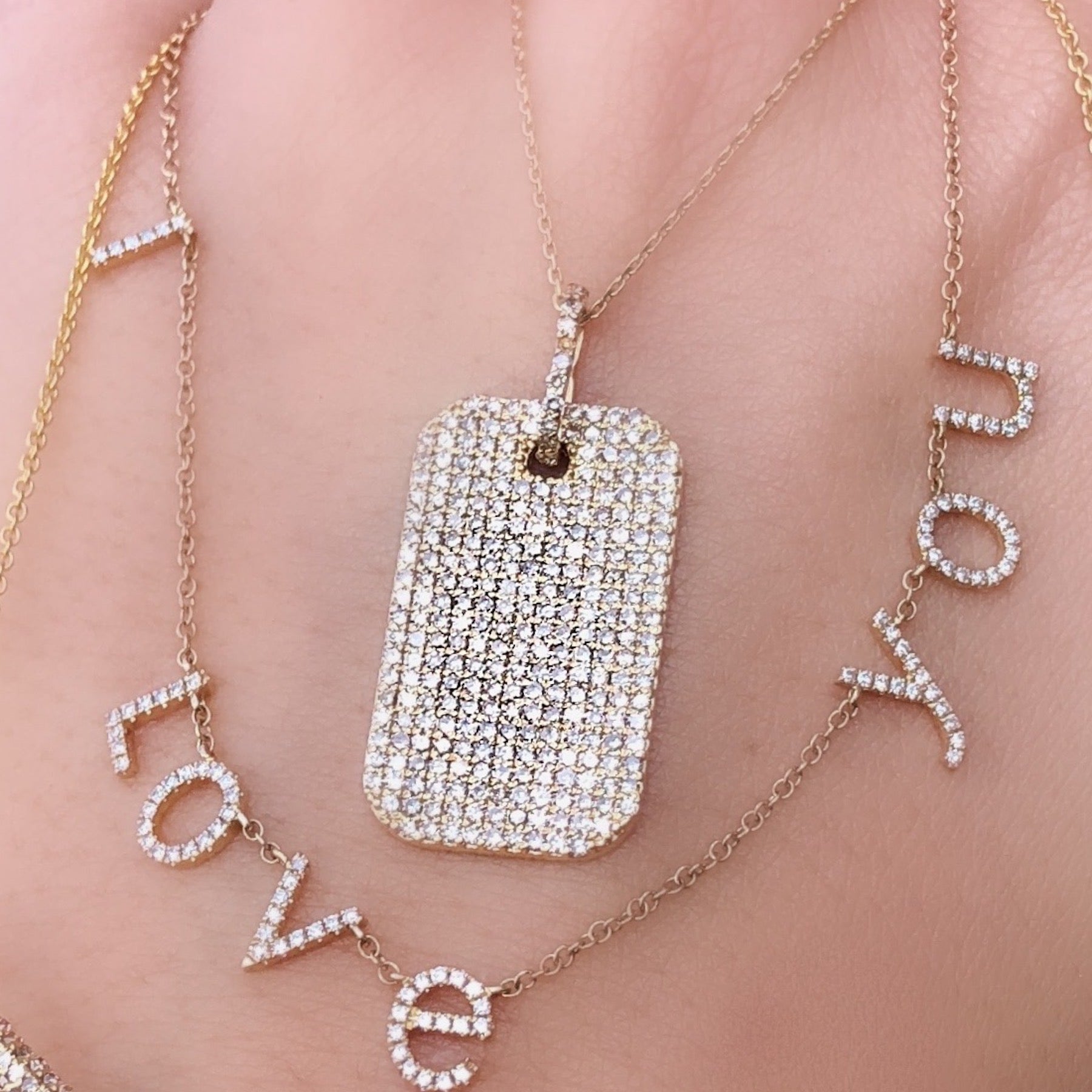 14KY Pave Diamond Dog Tag - Nina Segal Jewelry