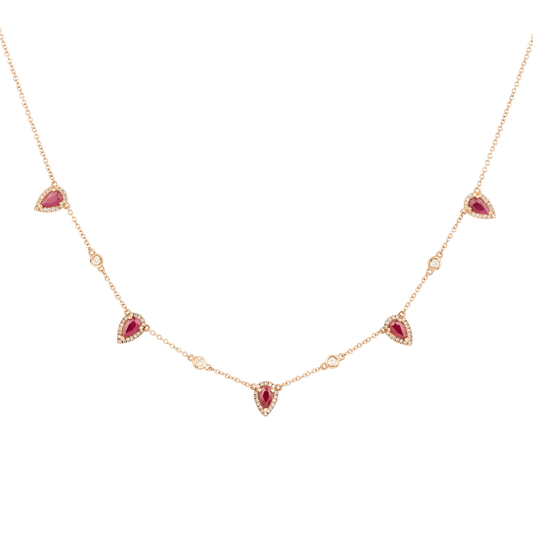 Ruby Tear Drops Diamond Necklace - Nina Segal Jewelry
