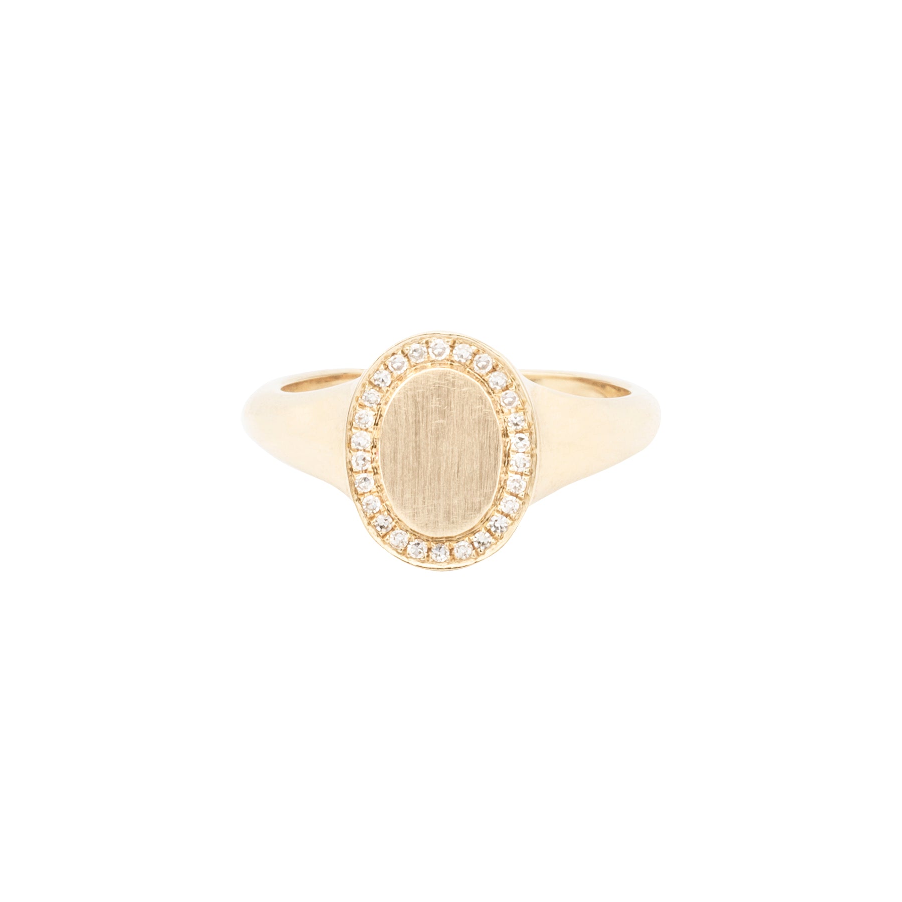 Brushed Oval Diamond Pinky Signet Ring - Nina Segal Jewelry