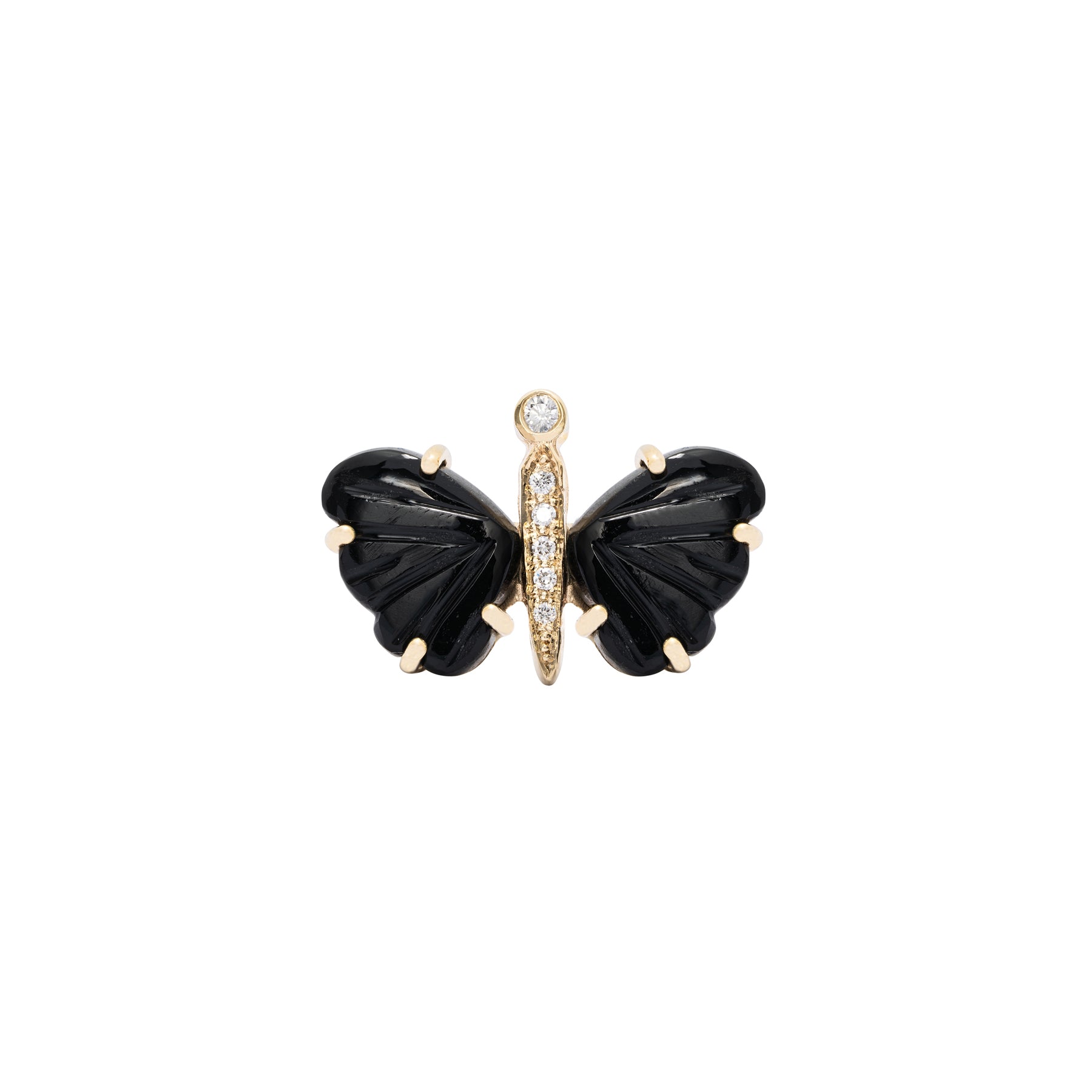 Small Black Onyx Butterfly Diamond Ring - Nina Segal Jewelry