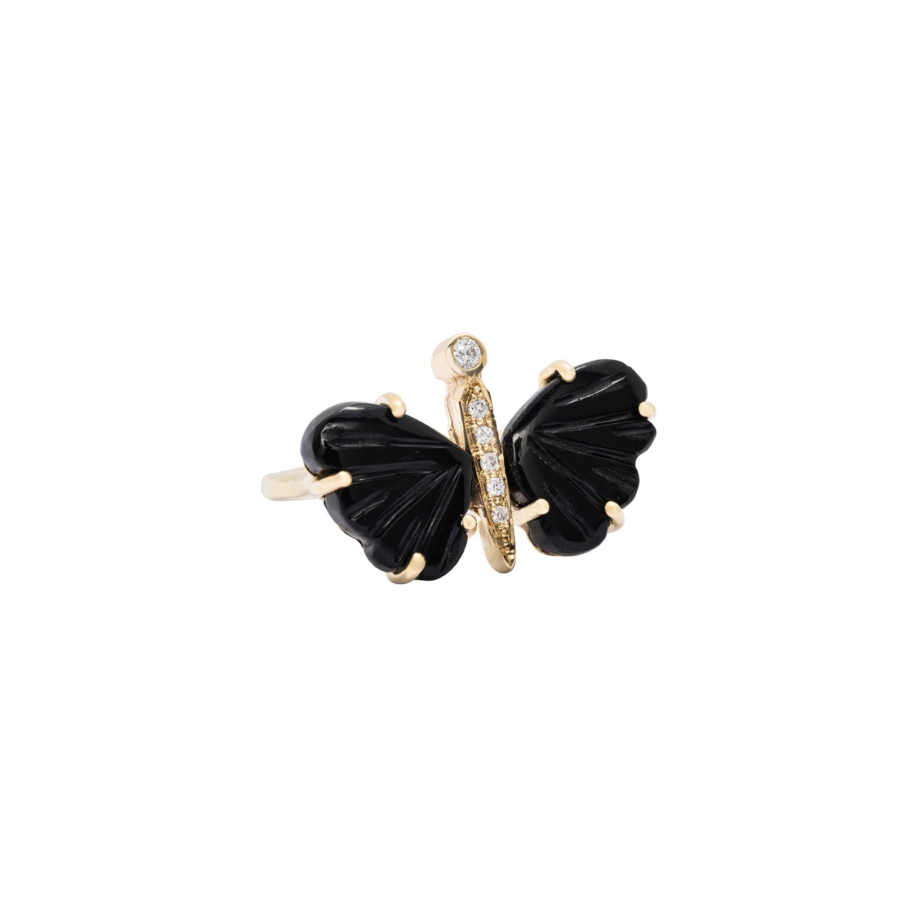 Black Onyx Butterfly Diamond Ring - Nina Segal Jewelry