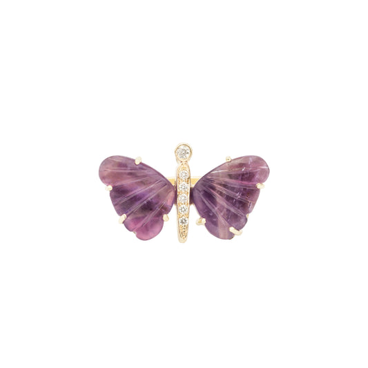 African Amethyst Butterfly Diamond Ring - Nina Segal Jewelry