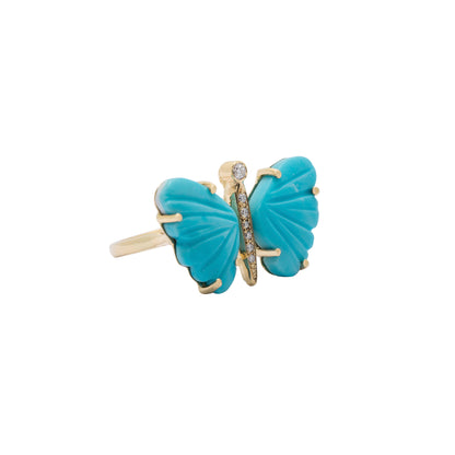 Turquoise Butterfly Diamond Ring - Nina Segal Jewelry