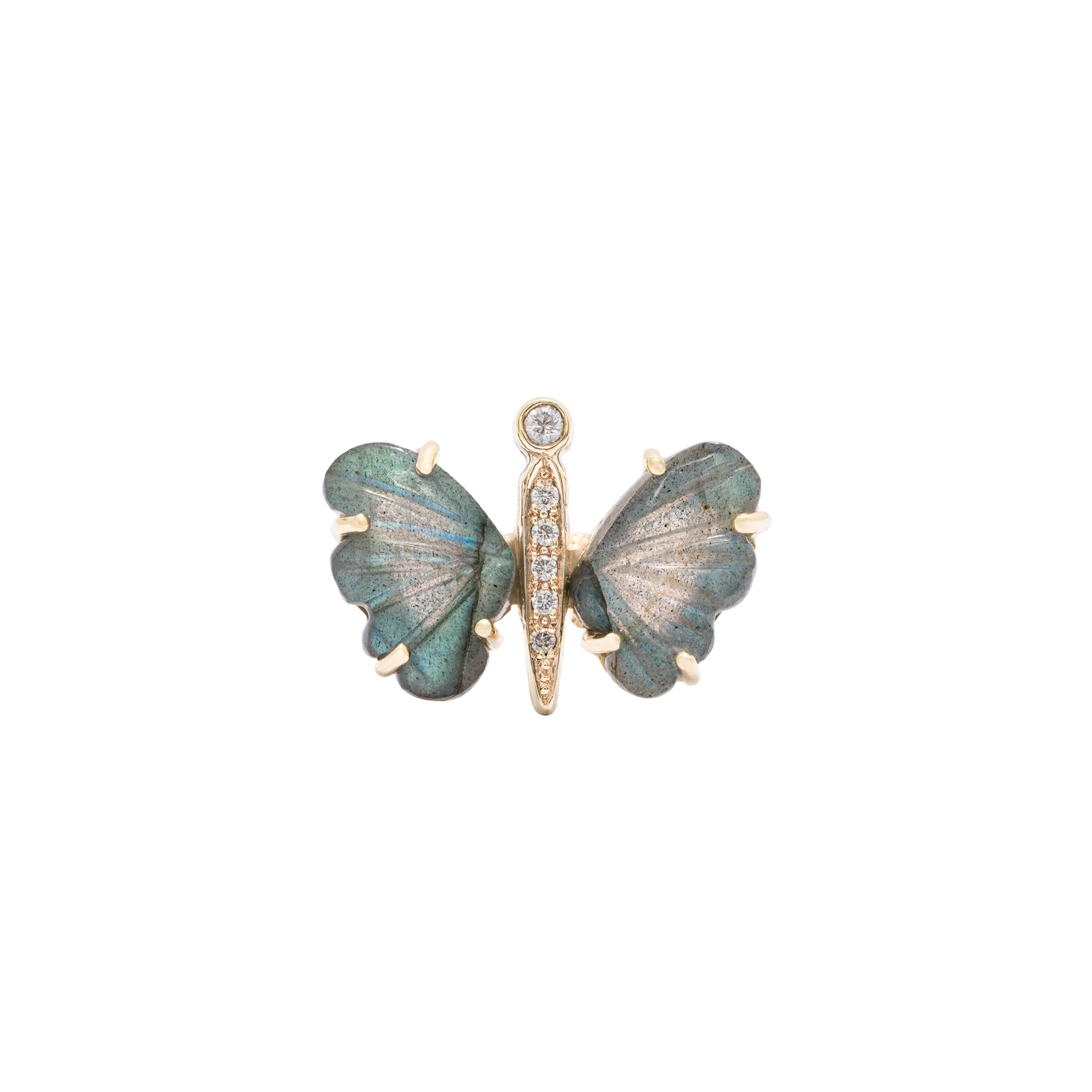 Small Labradorite Diamond Butterfly Ring - Nina Segal Jewelry