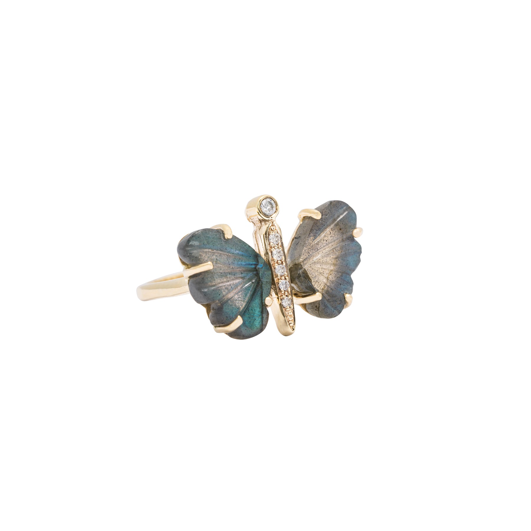 Small Labradorite Diamond Butterfly Ring - Nina Segal Jewelry