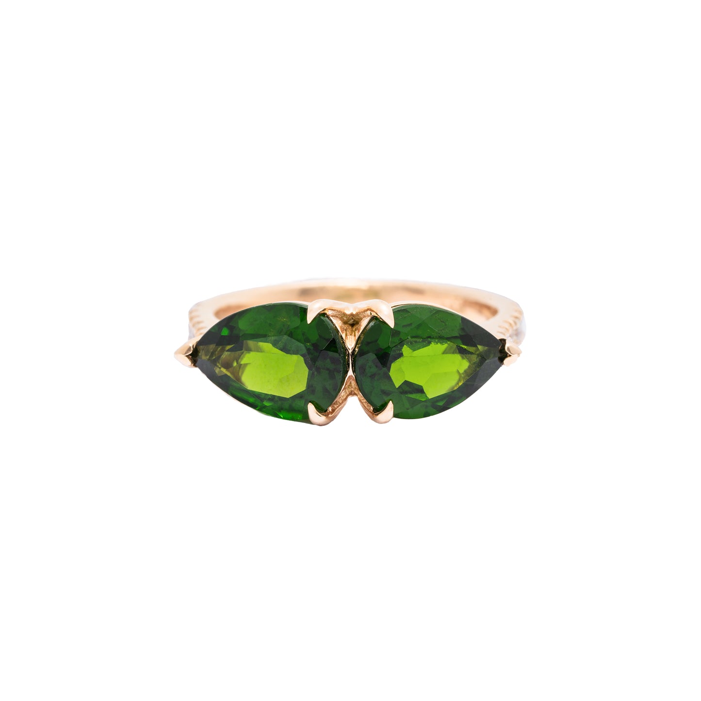 Green Chrome Diopside Diamond Double Pear Ring - Nina Segal Jewelry