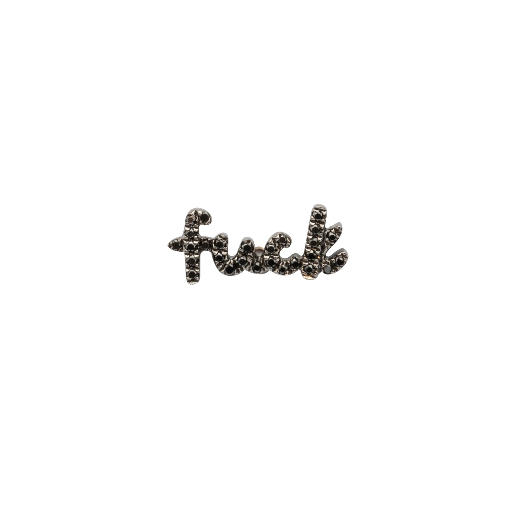 Black Diamond Cursive Fuck Earring - Nina Segal Jewelry