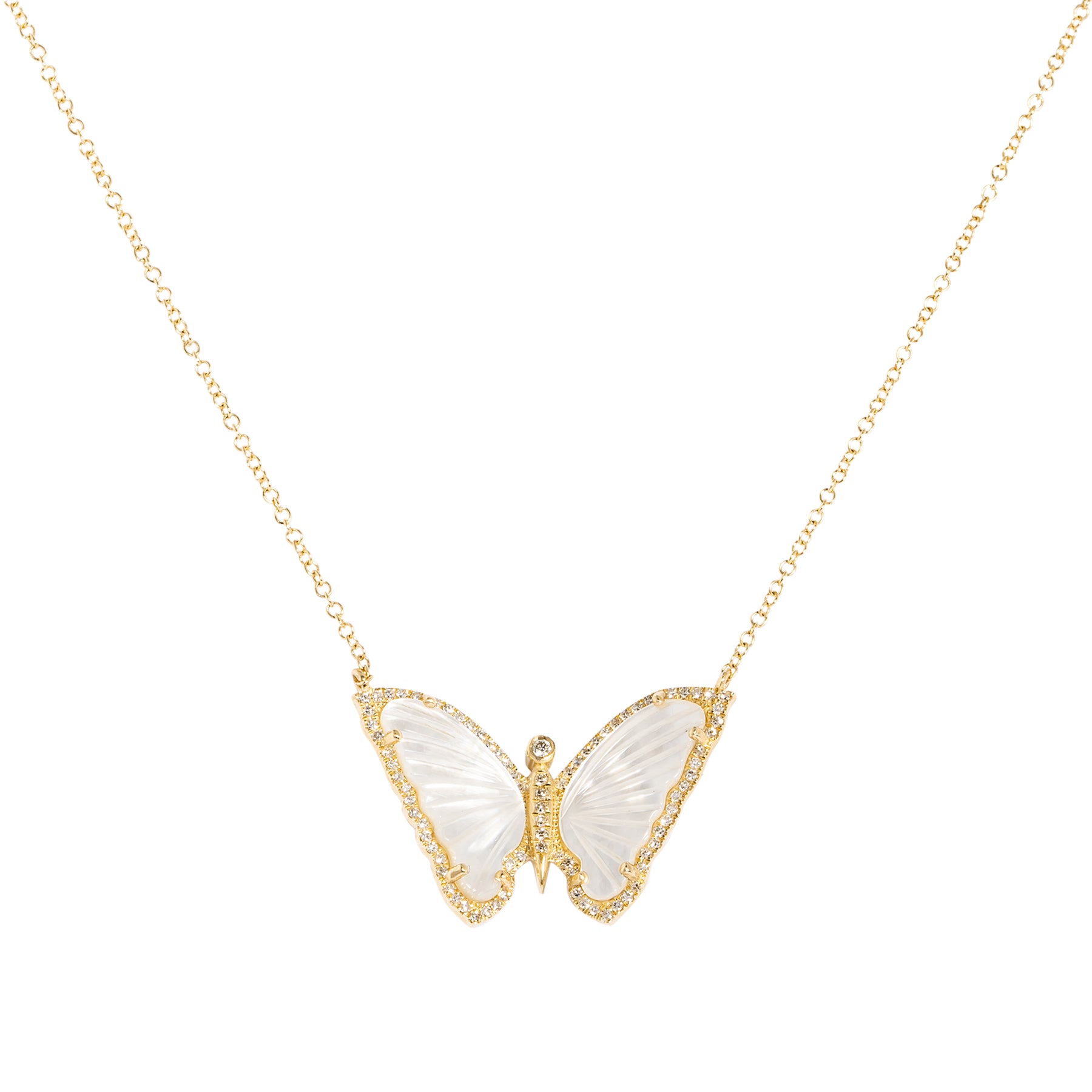 Mother of Pearl Butterfly Diamond Necklace - Nina Segal Jewelry