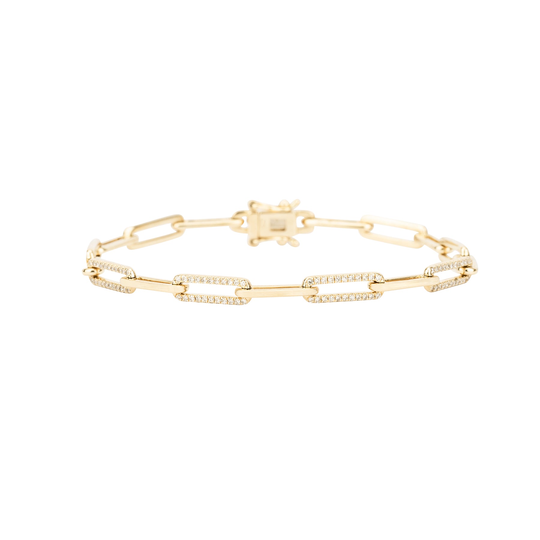 Half Diamond Solid Gold Chain Link Bracelet - Nina Segal Jewelry