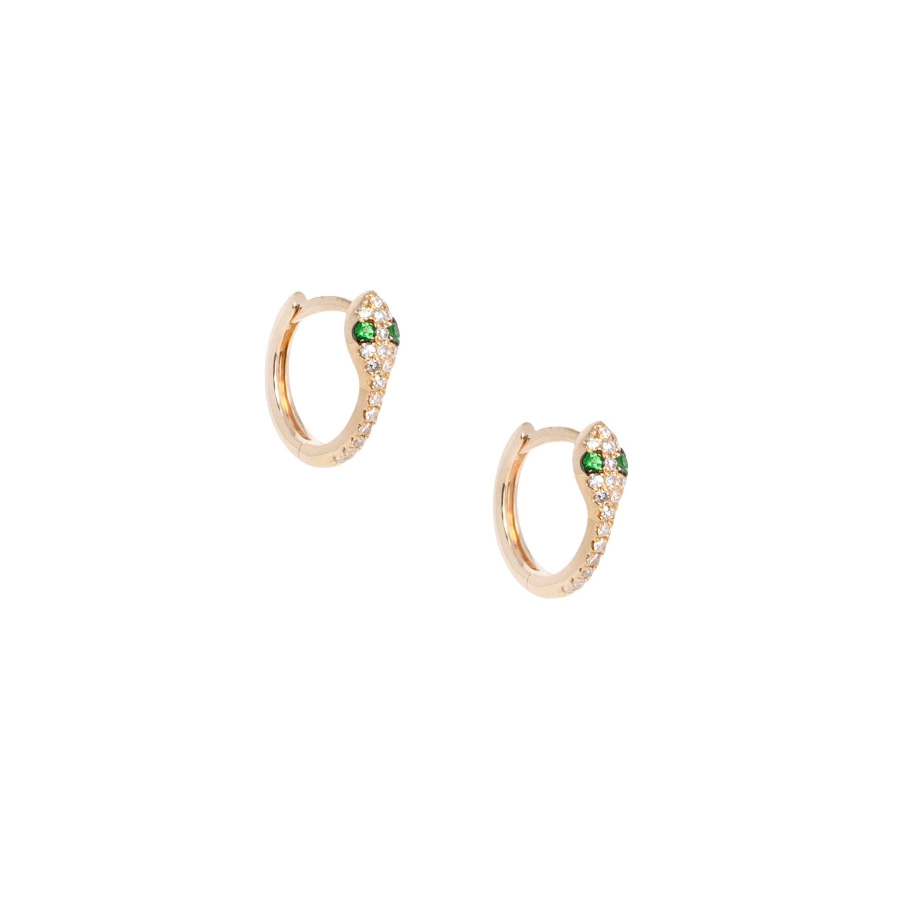 Diamond Emerald Snake Huggies - Nina Segal Jewelry