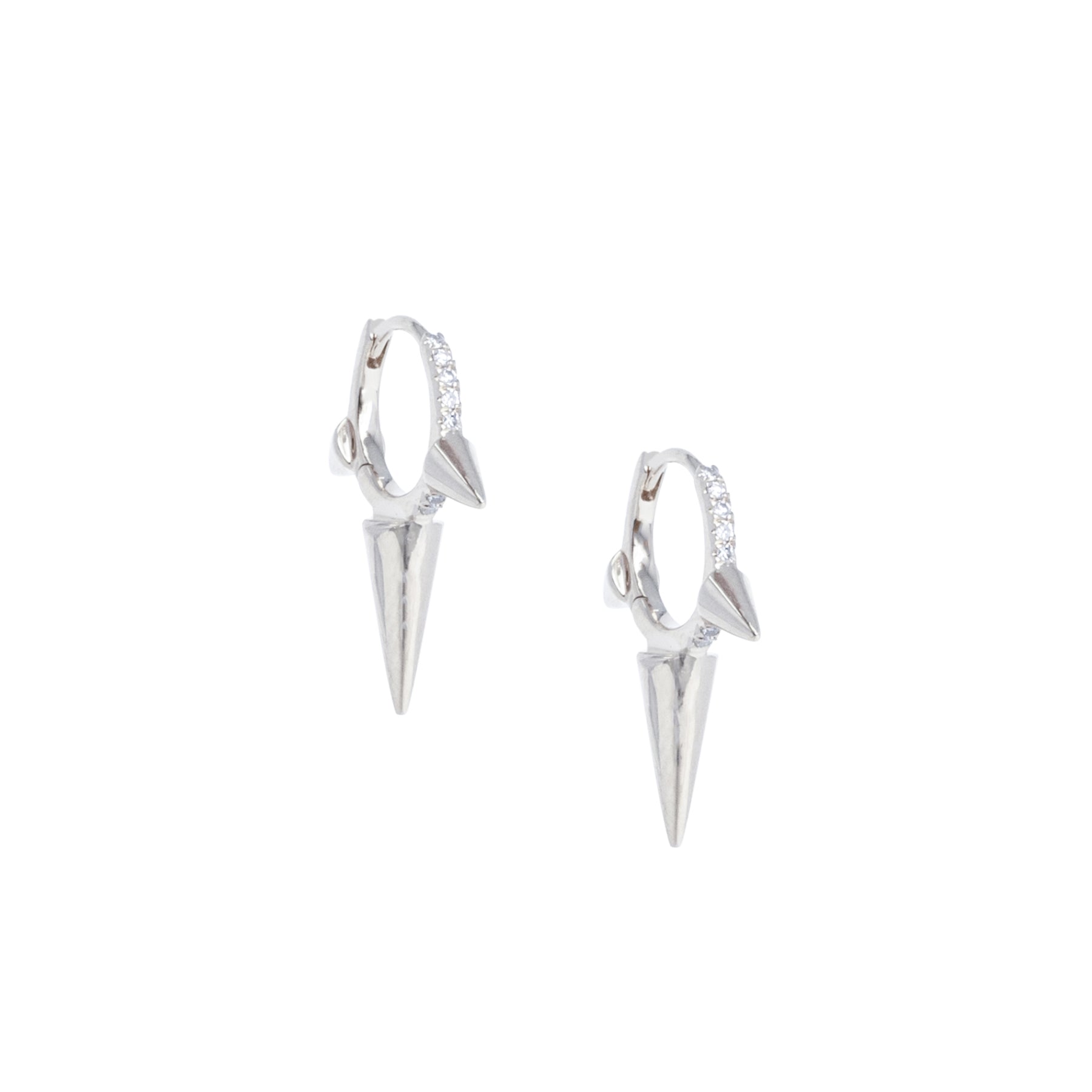 Small 3 Long Spike Diamond Huggies - Nina Segal Jewelry