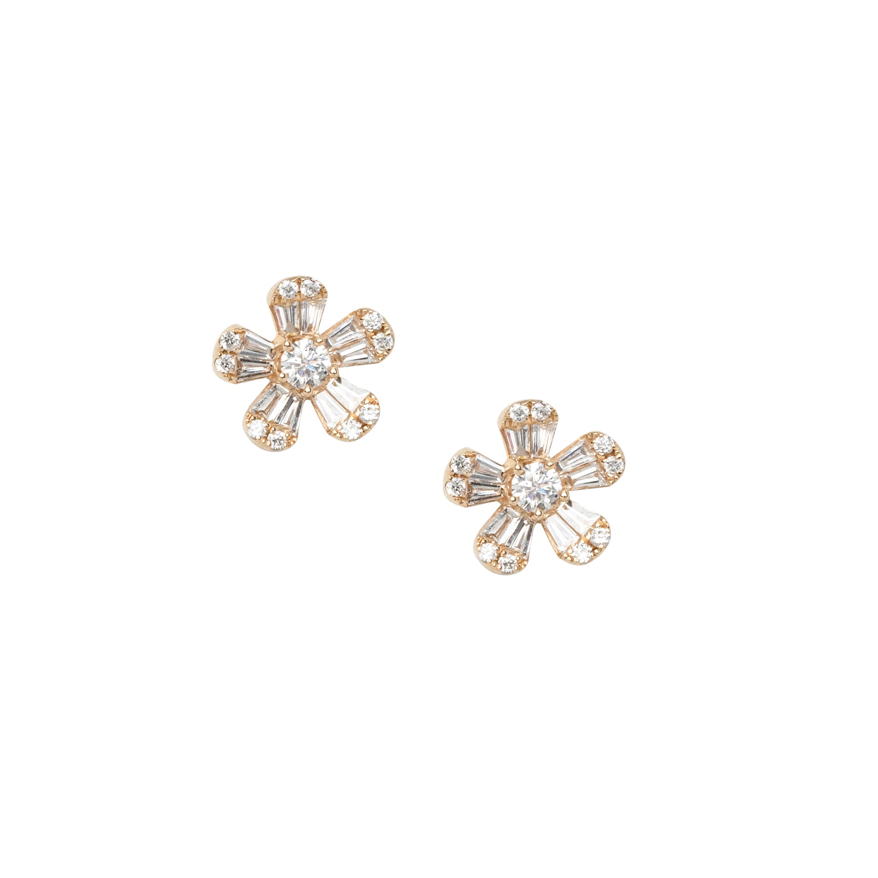 Big Baguette Daisy Flower Studs - Nina Segal Jewelry